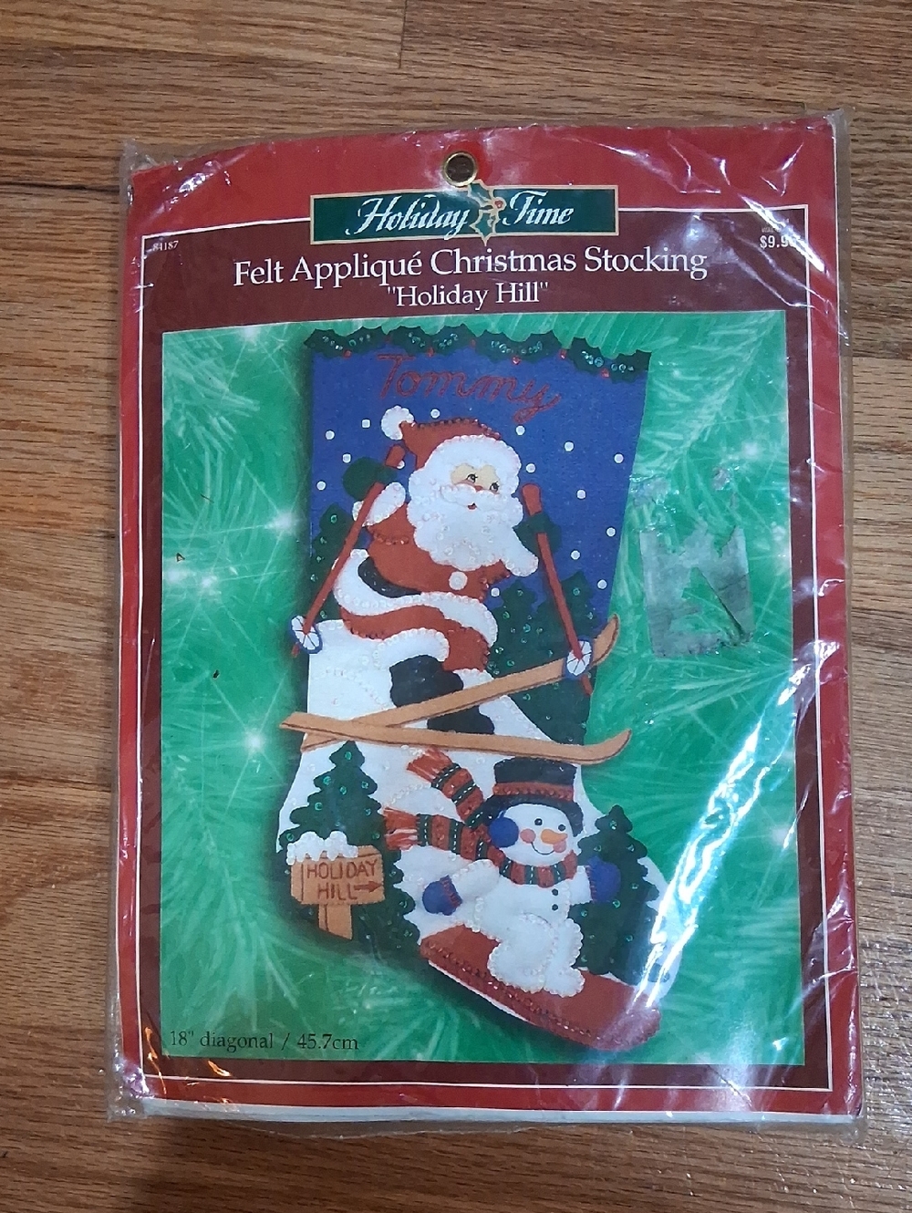 Holiday Time Felt Appliqué Christmas Stocking – Red, Green, Blue, White